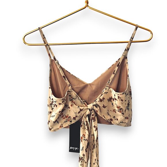 NWT! Nasty Gal ‘Prairie Floral’ Romantic Tie-Back Cropped Bralette - Picture 7 of 9